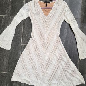 BCBGMaxAzria white/nude long sleeve dress Size XS